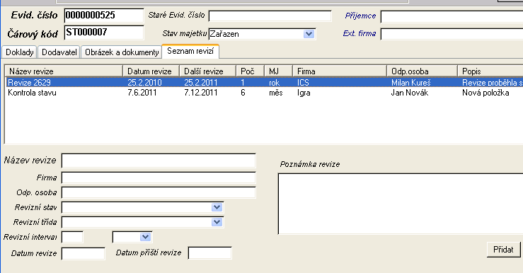 Obdobným způsobem lze přidat novou revizi.