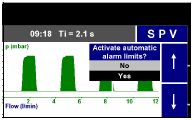 1 Automatické limity alarmu Všeobecně Když je aktivní funkce Automatic alarm limits (automatické limity alarmu), nastaví přístroj automaticky limity alarmu vztahující se k fyziologii respirace.