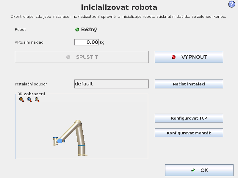 10.4 Obrazovka Inicializace 10.4 Obrazovka Inicializace Na této obrazovce lze ovládat inicializaci ramene robota.