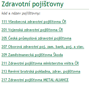 UTB ve Zlíně, Fakulta managementu a ekonomiky 55 Obr. 17 Seznam zdravotních pojišťoven ČR (MZČR, 20