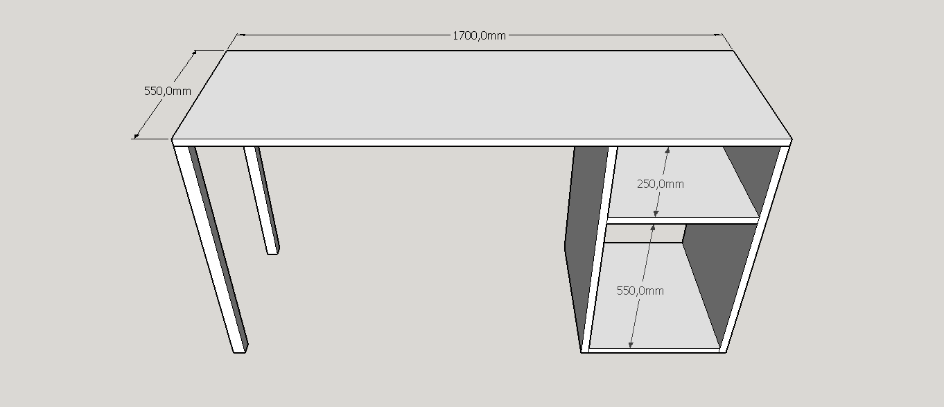 STŮL K PŘÍPRAVĚ JÍDLA Materiál horní deska a policová část: Polyrey,HPL nosná deska DTD 25 mm (případně 18+18 mm), B117 Blanc Artic, FA, Tendance, HPL hrana. Nohy stolu IKEA OLOV číslo artiklu 102.