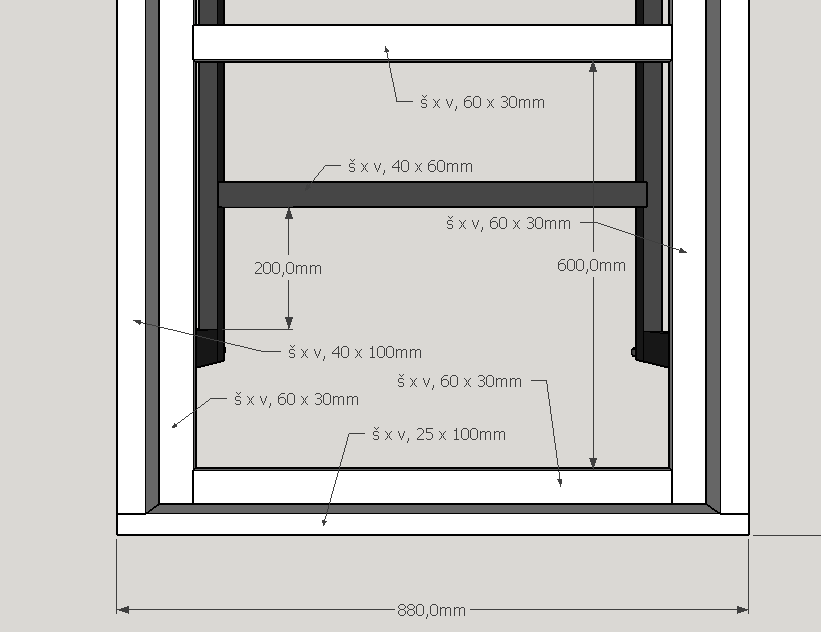 Apartmán 207 a 307 Materiál Bílá část: pohledové desky HPL Polyrey B117 Blanc Artic, povrch FA Surf, nosná deska DTD, hrany HPL Polyrey B117; rám, na kterém leží rošt, bukový masiv natřený barvou v