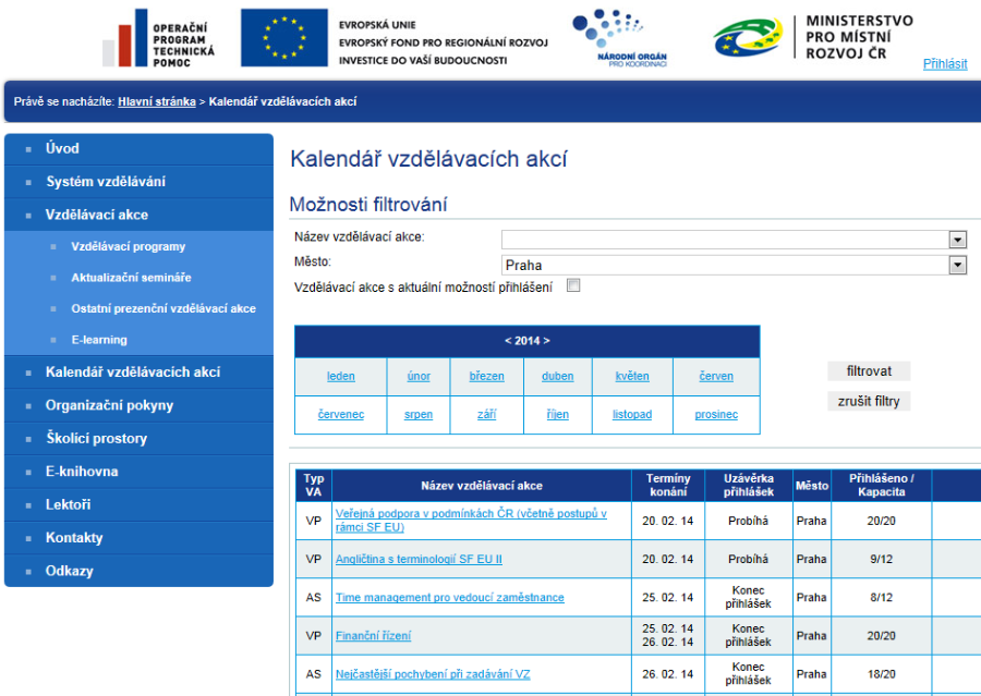 UTB ve Zlíně, Fakulta humanitních studií 48 Obrázek 5 Náhled na webový portál nabídky vzdělávacích akcí od NSRR (MMR, 2014) Zaměstnanec implementační struktury OP VK má možnost využívat vzdělávání,