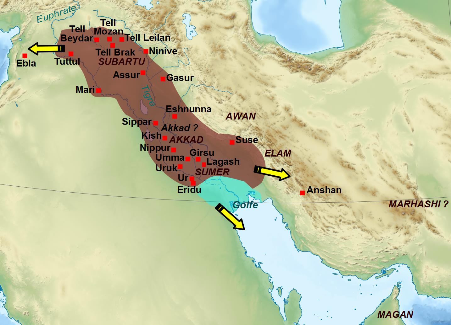 Rozsah Akkadu 3) Mapa,