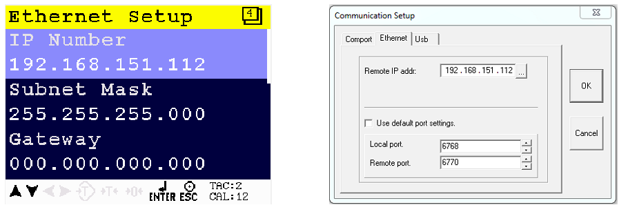 1 ETHERNETOVÉ PŘIPOJENÍ Ethernetový port je na zadní straně přístroje 1020 BELT (viz. Obr.26). Propojte PC a jednotku 1020 BELT ethernetovým kabelem.