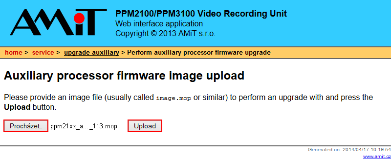 4.3.4 Nahrání aktuální verze fw pomocného procesoru Vybavení Notebook.