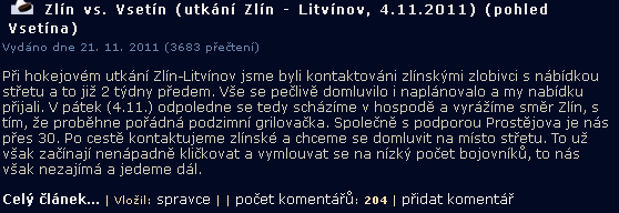 5: Ilustrace domluvy bitky fanoušků Následuje jeden krátký chorál FC Baník zpívaný jako součást chorea při zápasech.