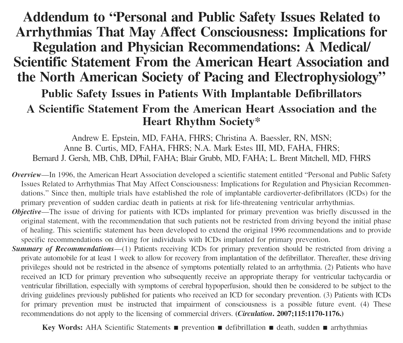 Epstein A E: Heart Rhythm