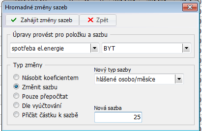 2. Hromadné změny předpisů 2.1. Hromadné změny hodnot předpisu Hromadné změny v předpisech provedete vždy pro vybrané předpisy (dle filtru) ve volbě Předpisy.