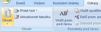 Jsou-li v dokumentu správně označeny nadpisy, je možné vložit