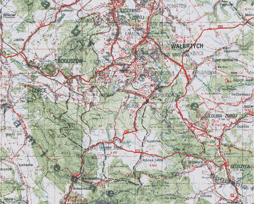 Obr. 2.1. Umístění ložiska Rybnica I v regionu včetně navrhované cesty dopravy těžby.