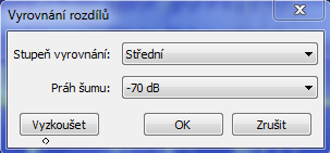 Normalizovat Efekt se používá k nastavení maximálního rozkmitání zvukové stopy, ekvalizaci rozkmitání levých a pravých kanálů stereo nahrávky.