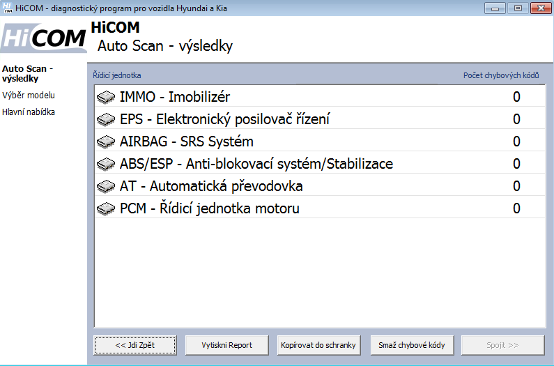 6 Auto Scan Tato funkce se snaží spojit s každou možnou řídicí jednotkou vybraného vozidla a identifikuje ty, které jsou ve vozidle nainstalovány.