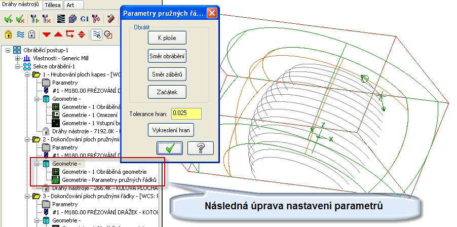 Řešené úkoly při frézování v CAD/CAM systému 144 Příklad 4.11. Strategie dokončování vnitřní kulové plochy Jak dokončovat vnitřní kulovou plochu?