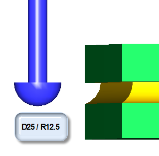 Řešené úkoly při frézování v CAD/CAM systému 149 Obrázek 4.44 Grafické zobrazení tvorby nástroje varianta B Obrázek 4.45 Výsledek tvorby nového nástroje varianta B Příklad 4.13.