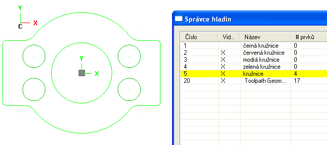 Řešené úkoly v CAD modulu CAD/CAM systému - Design 52 Obrázek 2.18 Nastavení vlastnosti pro vybrané prvky Kliknutím na tlačítko Na celý výběr nastavíme předvolby na všechny vybrané prvky.