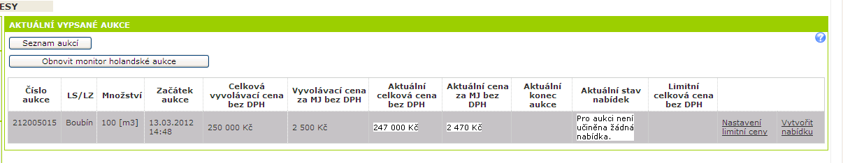 Nastavení limitní ceny V případě, že si chcete nastavit limitní cenu pro aukci, tzn.