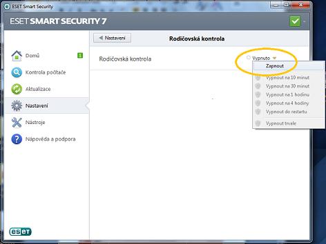 Obrázek 9 Rozhraní rodičovské kontroly 4.