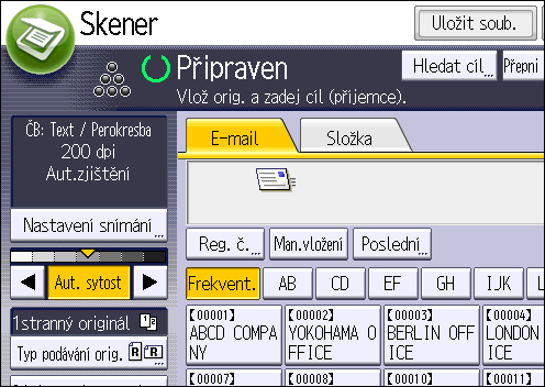 6. Skenování Základní postup odesílání naskenovaných souborů e-mailem 1. Zobrazte výchozí obrazovku skenování.