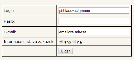 Ukázka editace přihlášeného uživatele: Obrázek 4.2: Editace přihlášeného uživatele Jak již bylo zmíněno, tak zbylé části front modulu budou popsány v některé z následujících částí.