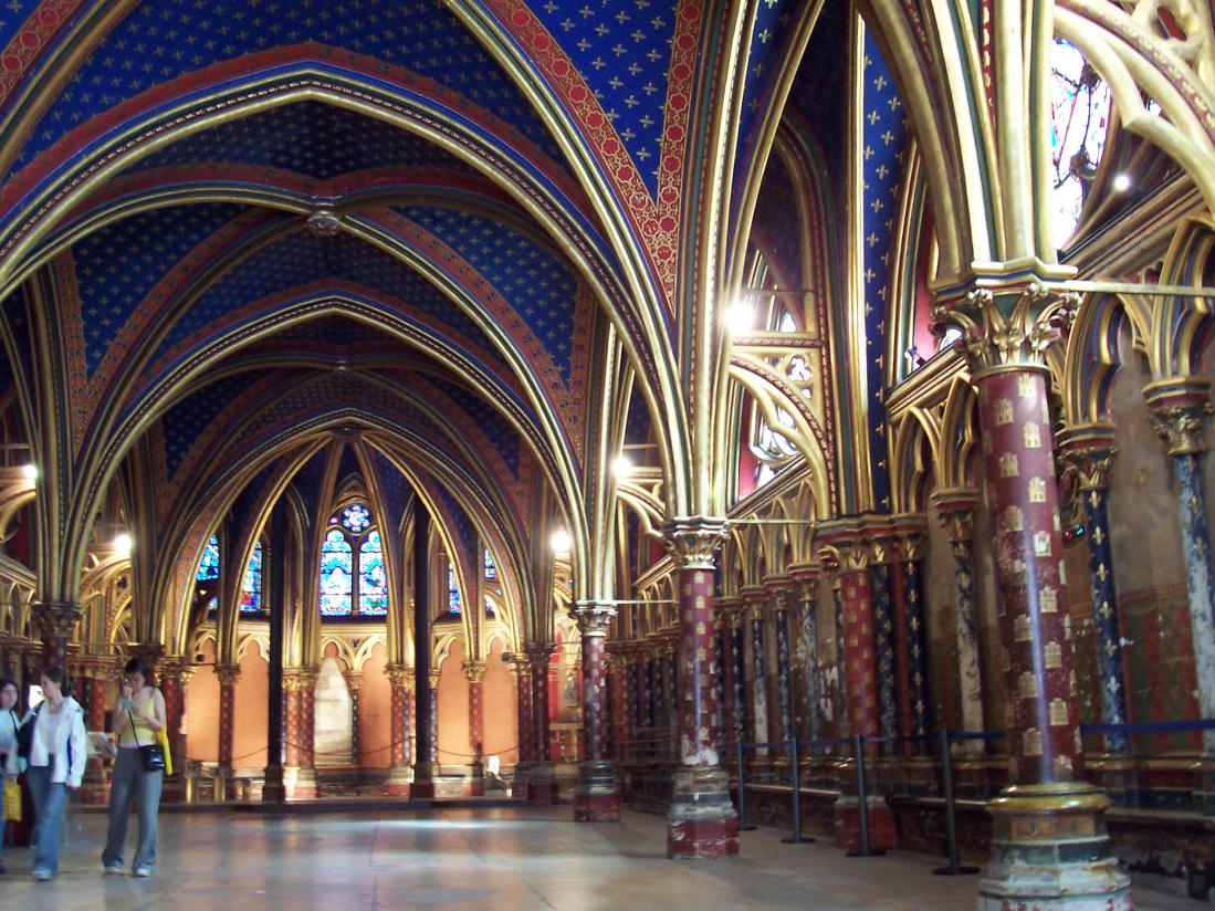 Další významné světové stavby: Pařížská kaple SAINTE- CHAPELLE 1242-1248 skvost vrcholné gotické architektury Katedrála v