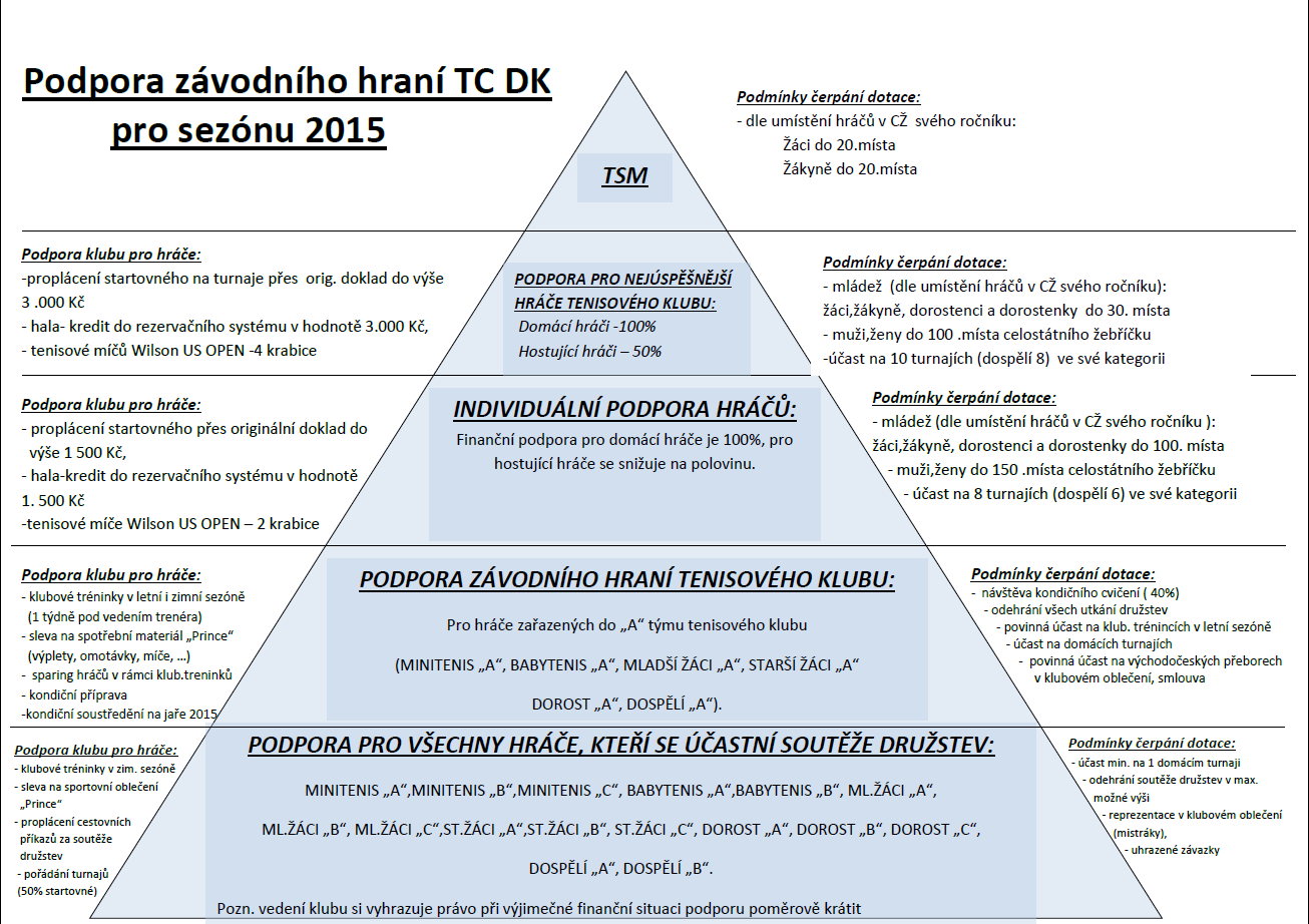 Pyramida podpory závodního hraní Jak jsme Vás již informovali na členské schůzi, připravili jsme pro závodní hráče na letošní rok koncept podpory závodního hraní.