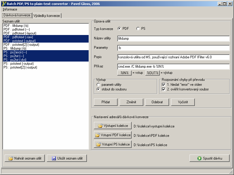 Výsledky dávkové konverze utilit je možné exportovat do formátu CSV (viz Obr. B1.3).