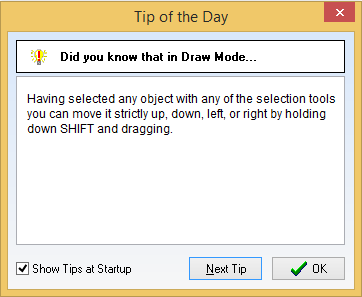 Dále Vás uvítá okno ACD/Labs Products, které uzavřete kliknutím na tlačítko OK 1 Následně se otevře okno automatické nápovědy Tip of the Day Kliknutím na Next Tip si zobrazíte další nápovědu a