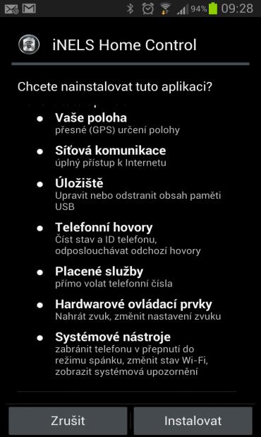 2. 2. Instalace aplikace na zařízení (Krok a) až b) jsou pro případ instalace ze souboru) a) Před samotnou instalací je na telefonu nutné povolit instalaci z neznámých zdrojů.