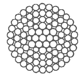 Obr. 22 Příklad plochého lana s různým prošitím (ČSN EN 12385-2+A1) b) Spirálová lana Spirálové lano: sestavení nejméně dvou