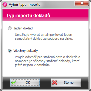 Hlavní moduly 61 Typ importu 3.3 Export Modul pro export stažených dokladů ve formátu definovaném uživatelem.