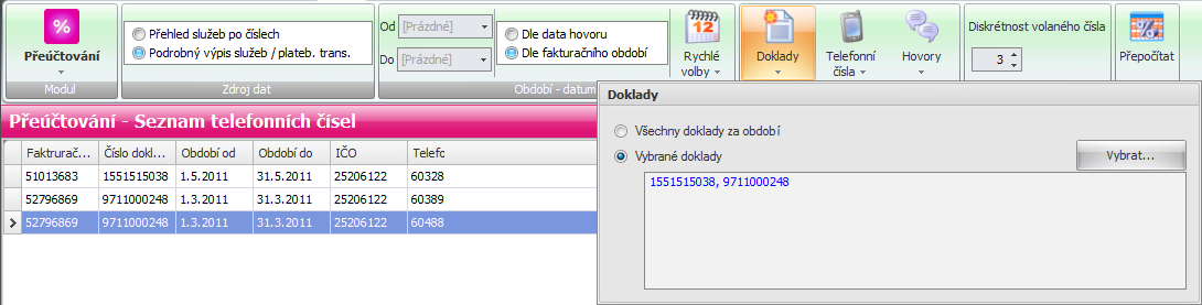 Hlavní moduly 71 Volba příjemce Emailová adresa - export je uložen do jednoho souboru a odeslán na zadaný email. Je možné zadat více adres oddělených čárkou nebo středníkem.