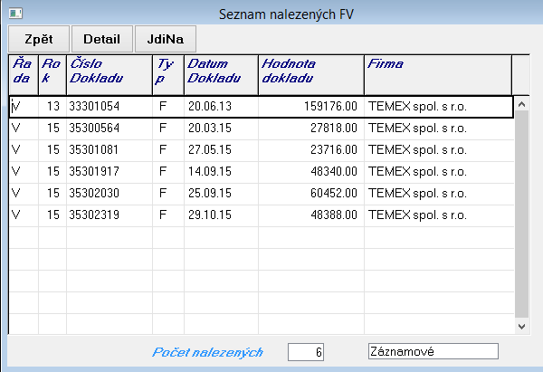 Nastav zóny Buton Nastav zóny umožňuje uživateli si nastavit jemnější (barevné) rozlišení faktur před a po splatností.