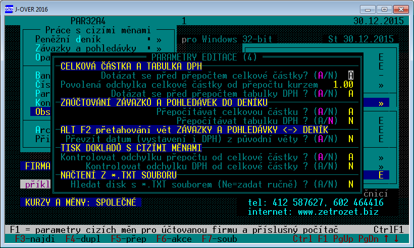 3.3.1.5 Firma na stanici Parametry chování programu při editaci a pořizování nových vět, které se nastavují samostatně pro každou účtovanou firmu a při práci v počítačové síti i pro každou stanici.