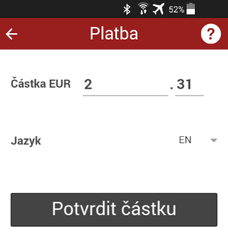 Zobrazení čísel Help Line po tapnutí na symbol otazníku (vpravo nahoře) je Uživateli zobrazena obrazovka s telefonními kontakty na Help Line UniCredit Bank a SAZKA s krátkou nápovědou, v jakých