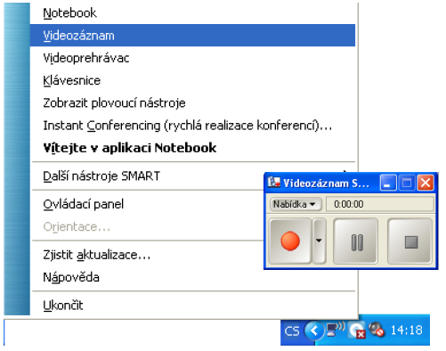 Funguje stejně jako klávesa Printscreen tj. zachytí vše na ploše obrazovky. Obsah uloží přímo do aplikace Smart Notebook. Provede výřez plochy obrazovky levým tlačítkem myši v libovolném tvaru.