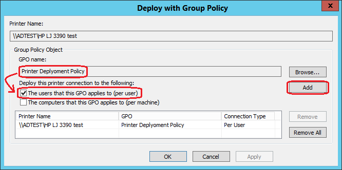 volbou Deploy with Group Policy v Deployed Printers.