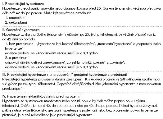 Podle mnoţství bílkovin v moči se rozlišuje gestační hypertenze bez proteinurie, kdy exkrece proteinu ve 24 hodinovém vzorku moči je niţší neţ 0,3 g, pokud je obsah proteinů vyšší neţ 0,3 g, jedná se