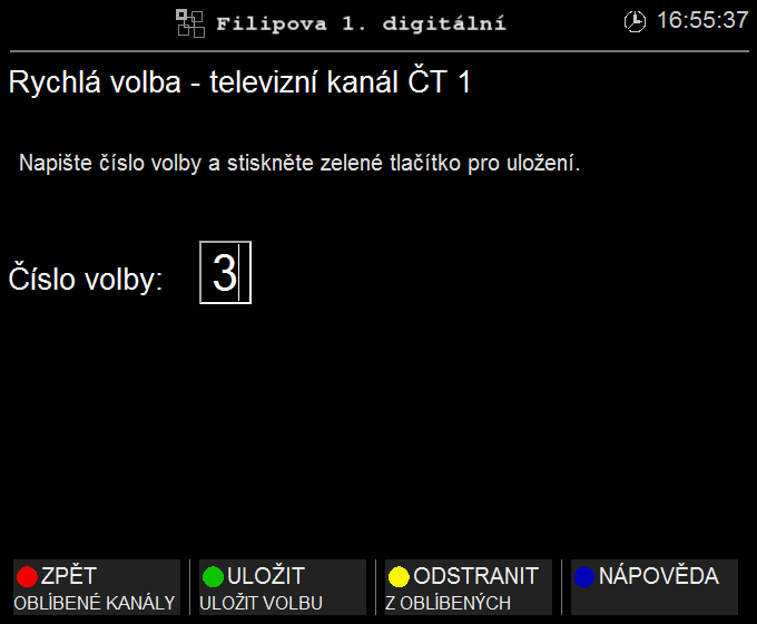 D Snímky obrazovek GUI umístěny kanály, jimž ještě nebyla přiřazena volba nebo jim byla odňata. Změnit či přiřadit rychlou volbu vybranému kanálu lze po stisku zelené klávesy. Obr. D.