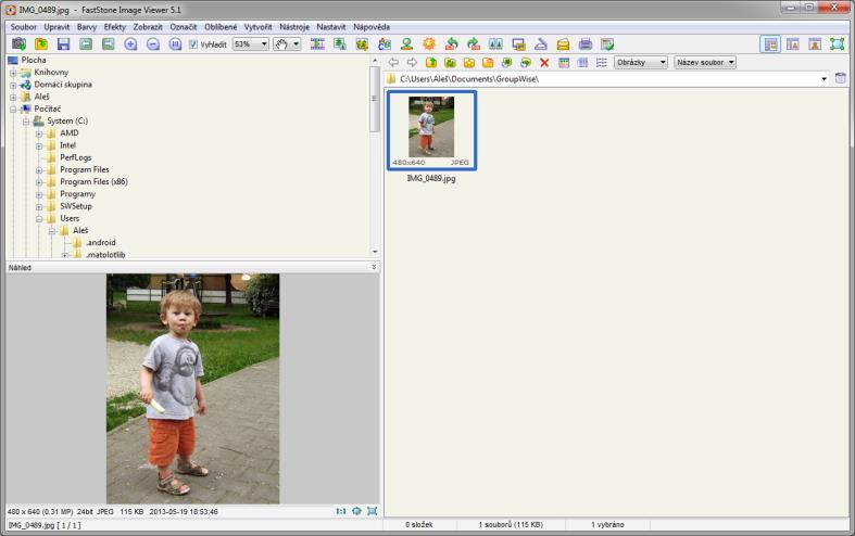 5. Obrázek 4.5: CamStudio 4.4.3 Prohlížení a úprava fotografií Jednou z velmi zajímavých aplikací je Fastone Image Viewer (obrázek 4.