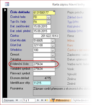 10 Soft-4-Sale G6.07A V první sloupci - DOKLAD - se zobrazuje takzvané Evidenční číslo faktury. Jedná se prakticky o původní číslo faktury vašeho dodavatele (tedy ne o variabilní symbol!!).
