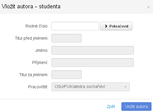 9 Autoři Autoři odkaz v menu vede na seznam autorů daného pracoviště (fakulty).