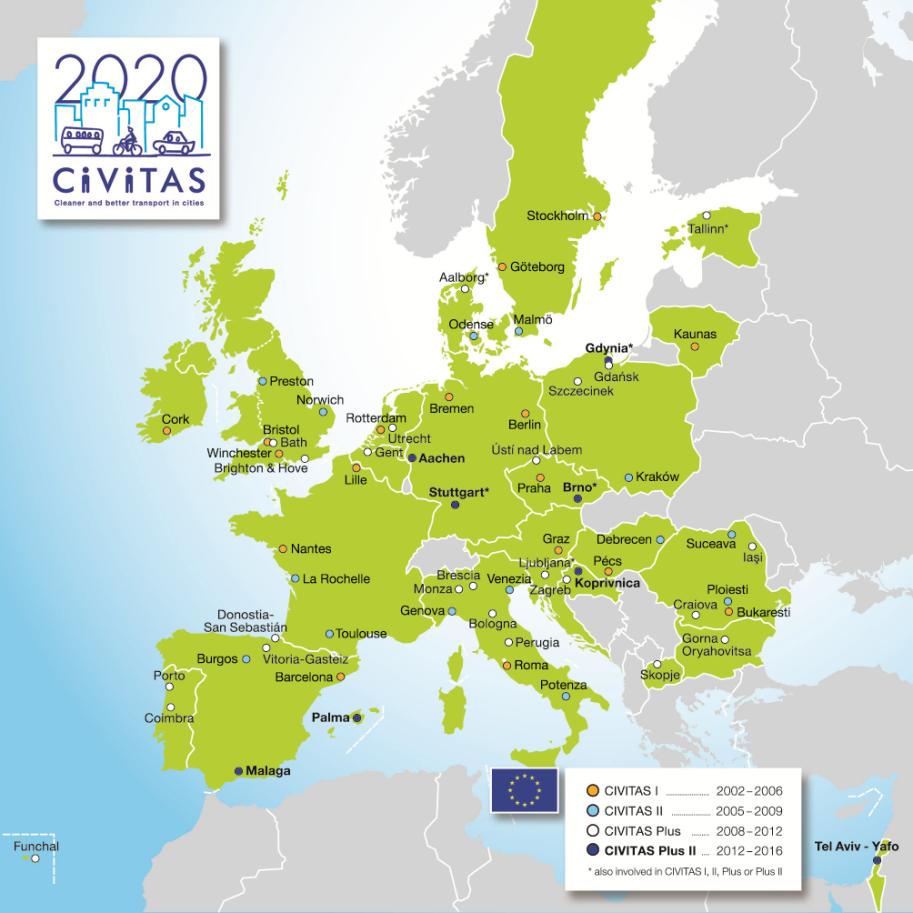 CIVITAS iniciativa Evropské komise - Fáze iniciativy CIVITAS CIVITAS I (2002-2006) (Praha) CIVITAS II (2005-2009) CIVITAS Plus (2008-2012) (Brno, Ústí nad Labem) CIVITAS Plus II