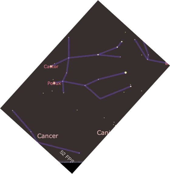 Obrázek G.4: Souhvězdí Orionu s pojmenovanými nejjasnějšími hvězdami. Obrázek G.