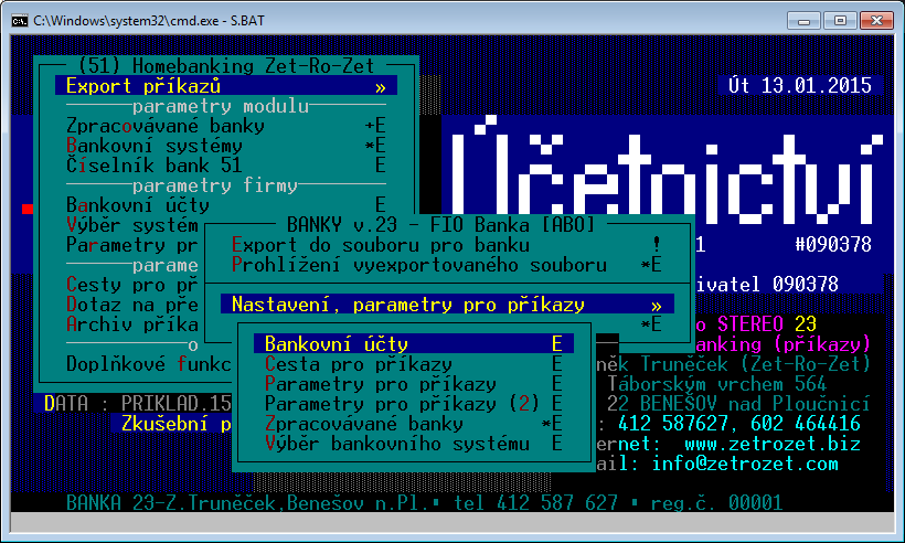 3.2 PARAMETRY EXPORTU PŘÍKAZU Parametry lze nastavit z právě tvořeného příkazu. Stejně tak lze pro nastavení použít archiv příkazů.