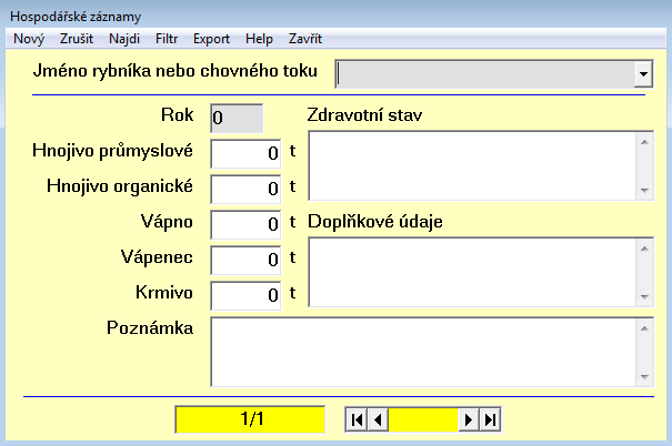 Popisný list chovného toku Záznam tohoto popisného listu obsahuje: název toku, katastr, výměra zatopená, délka toku, průměrná šířka, průměrná hloubka, průměrný průtok, popis dna, popis vyskytujících