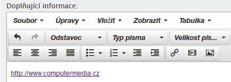 6. Hotová otázka testu může v Náhledu vypadat např. takto. Vložení hypertextového odkazu do otázky testu 1. Ke vložení hypertextového odkazu do otázky testu slouží tlačítko v druhé nástrojové liště.