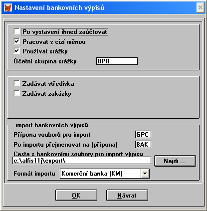 7. Banka 7.1. Platební příkazy Platební příkazy je možné zadávat pro cizí měnu v rozšířeném formátu. Platební operace v cizí měně 7.2.