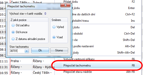 Vedení knihy jízd Jízdy vybraného vozidla Vybrané vozidlo a jeho knihu jízd zvolíte tak, že si zobrazíte okno se seznamem vozidel, kliknete 1x na vybrané vozidlo a následně na jeho knihu jízd (my