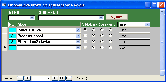 Modul Číselníky 16 systému Soft-4-Sale v týdnu. Těchto oken může být samozřejmě více než jedno.